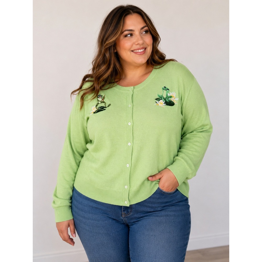 Disney Her Universe Princess and the Frog Green Embroidered Cardigan Sweater 4